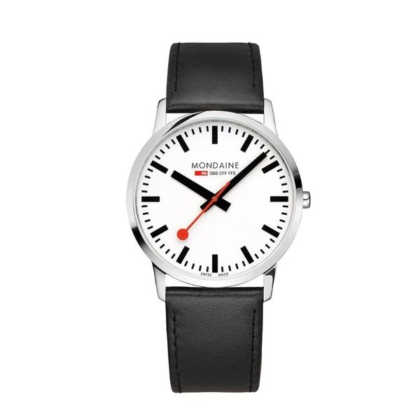 Đồng Hồ Nam Mondaine Simply Elegant Black Leather Watch A638.30350.11SBO - 41mm Màu Đen Bạc - 1