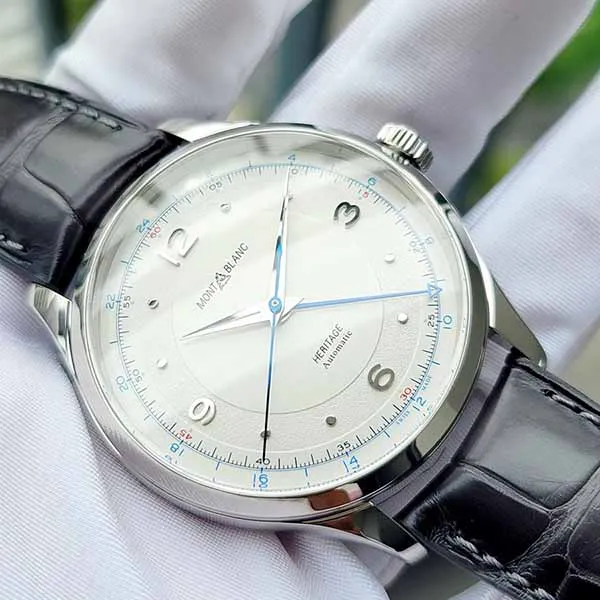 Đồng Hồ Nam Montblanc Heritage GMT Automatic Silvery White Dial Watch 119948 Màu Đen Bạc - Đồng hồ - Vua Hàng Hiệu