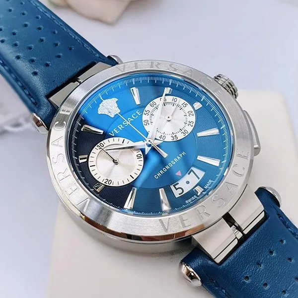 Đồng Hồ Nam Versace Aion Chrono Watch 45mm Màu Xanh Navy