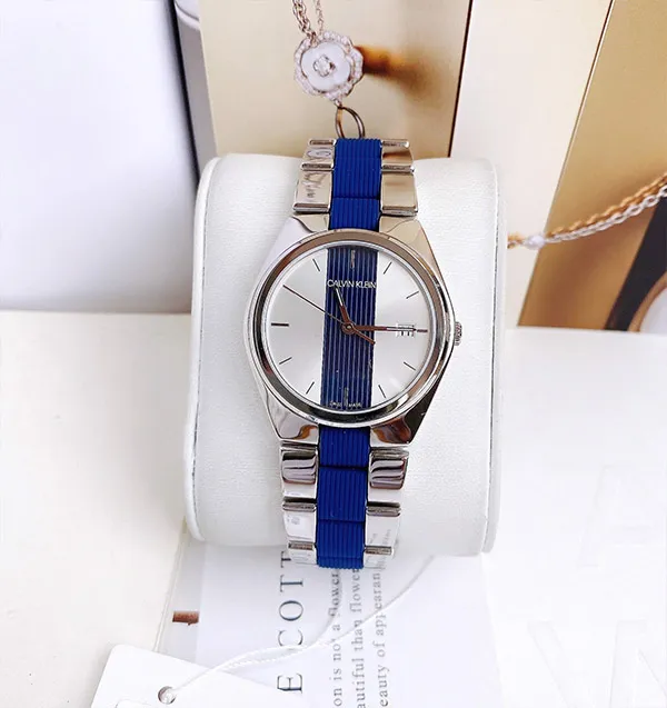 Đồng Hồ Nữ Calvin Klein CK Contrast Quartz Ladies Watch K9E231VX Màu Trắng Xanh