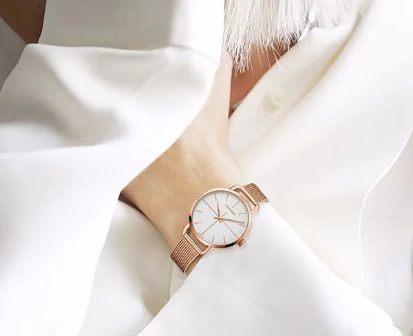Đồng Hồ Nữ Calvin Klein CK Even Quartz White Dial Ladies Watch K7B23626 Màu Vàng Hồng