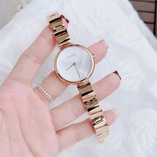 Đồng Hồ Nữ Calvin Klein CK Wavy Quartz Silver Dial Ladies Watch K9U23646 Màu Vàng Gold
