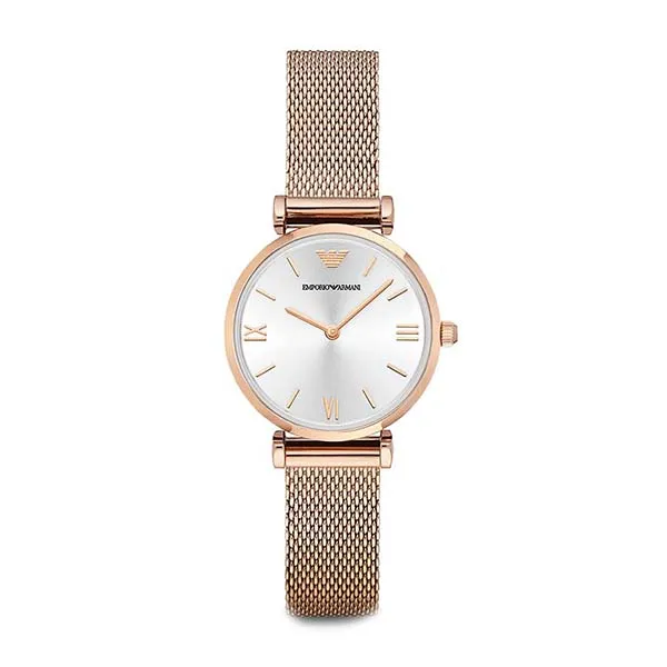 Đồng Hồ Nữ Emporio Armani Women's Two-Hand Rose Gold-Tone Stainless Steel Watch AR1956 Màu Vàng Hồng