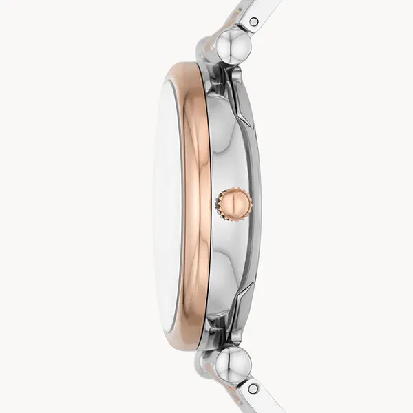 Đồng Hồ Nữ Fossil Carlie ES5156 Dây Thép Không Gỉ Màu Bạc Phối Vàng Hồng