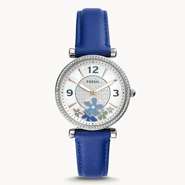 Đồng Hồ Nữ Fossil Carlie ES5188 Dây Da Màu Xanh