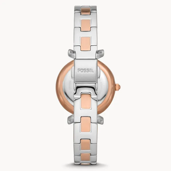 Đồng Hồ Nữ Fossil Carlie ES5201 Dây Thép Không Gỉ Màu Bạc Phối Vàng Hồng