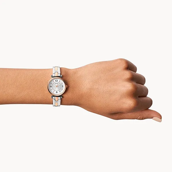 Đồng Hồ Nữ Fossil Carlie ES5201 Dây Thép Không Gỉ Màu Bạc Phối Vàng Hồng