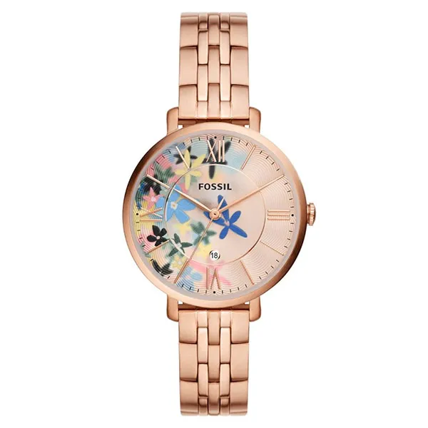 Đồng Hồ Nữ Fossil Jacqueline Dây Thép Không Gỉ ES5185 Màu Vàng Hồng