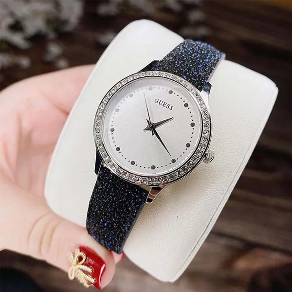 Đồng Hồ Nữ Guess W0648L20 Blue Leather Ladies Watch Màu Bạc