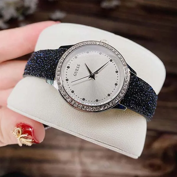 Đồng Hồ Nữ Guess W0648L20 Blue Leather Ladies Watch Màu Bạc