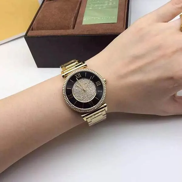 Đồng Hồ Nữ Michael Kors MK Analog Quartz Watch With Stainless Steel Strap MK3338 Màu Vàng Đen