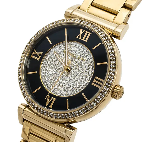 Đồng Hồ Nữ Michael Kors MK Analog Quartz Watch With Stainless Steel Strap MK3338 Màu Vàng Đen