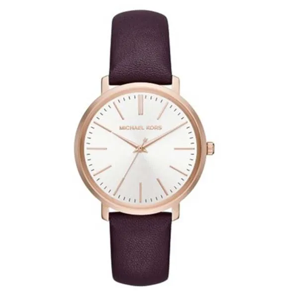 Đồng Hồ Nữ Michael Kors MK Jaryn Burgundy Leather Watch MK2605 Màu Tím Trắng