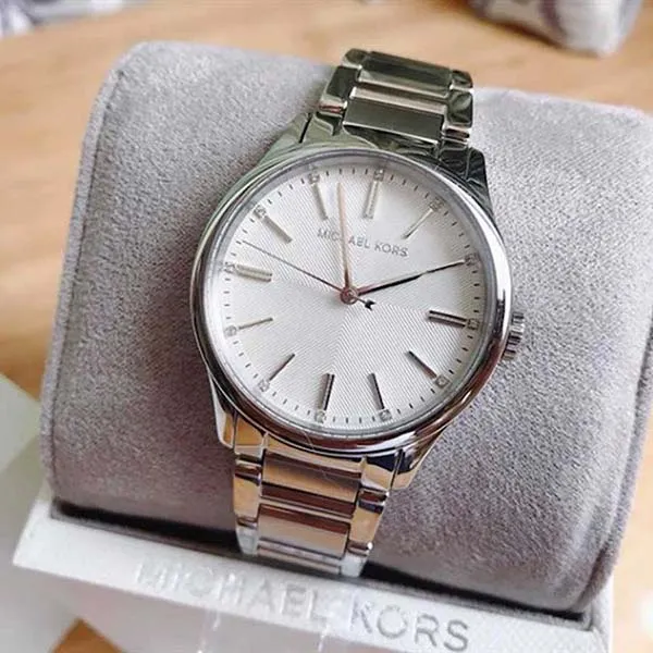 Đồng Hồ Nữ Michael Kors MK3614W Mini Bailey Silver Tone Stainless Steel Watch 34mm Màu Bạc