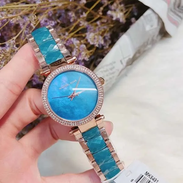 Đồng Hồ Nữ Michael Kors MK6491 33mm Màu Xanh – Vàng Hồng
