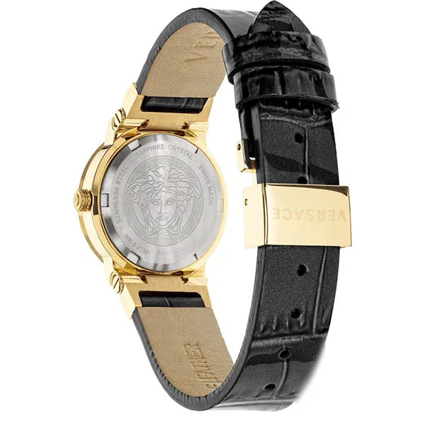 Đồng Hồ Nữ Versace Greca Logo Monogram Leather Watch 27mm Màu Đen Vàng - Đồng hồ - Vua Hàng Hiệu