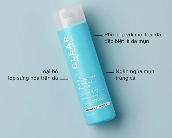 Dung Dịch Hỗ Trợ Tẩy Tế Bào Chết Giảm Mụn Và Ban Đỏ Paula's Choice Clear Regular Strength Anti-Redness Exfoliating Solution With 2% Salicylic Acid 118ml - Mỹ phẩm - Vua Hàng Hiệu