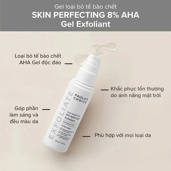 Gel Tẩy Tế Bào Chết Hóa Học Paula’s Choice Skin Perfecting 8% AHA Gel Exfoliant 100ml