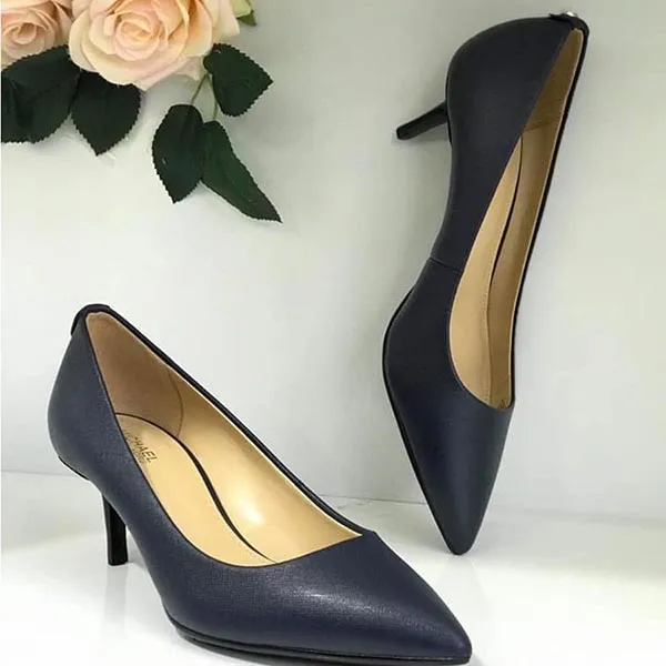 Giày Cao Gót Michael Kors MK Flex Kitten Pump Saffiano Admiral Màu Xanh Navy Size 37.5 - Giày - Vua Hàng Hiệu