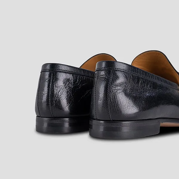 Giày Lười Gucci Leather With GG Web 428609 04W Màu Đen Size 8.5