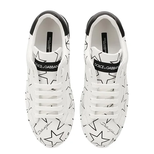 Giày Sneakers Dolce & Gabbana D&G White Leather Màu Đen Trắng Size 39