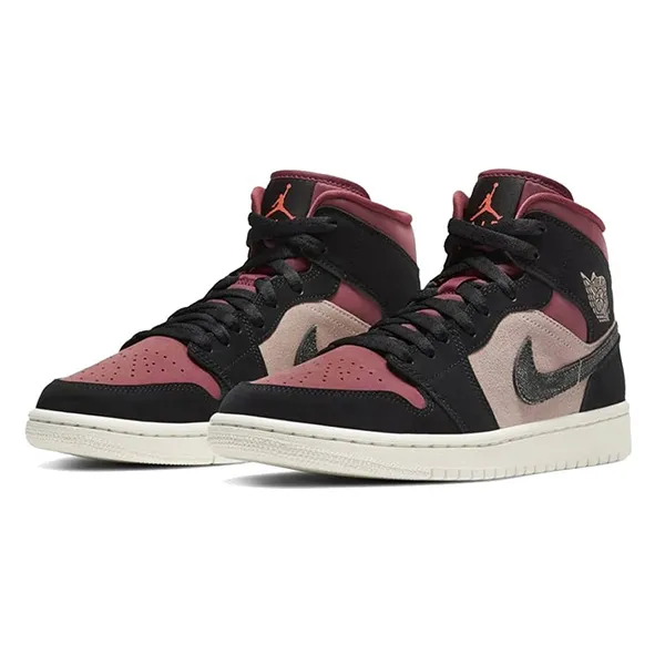 Giày Thể Thao Nike Jordan 1 Mid Canyon Rust Màu Đen Đỏ Size 42