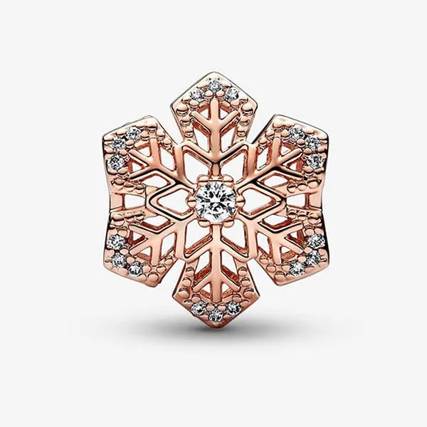 Hạt Vòng Charm Pandora Festive Snowflake 782378C01 Màu Vàng Hồng