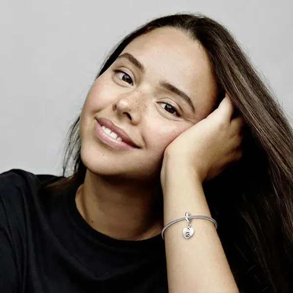 Hạt Vòng Charm Pandora Friends Forever Heart Dangle 799294C01 Màu Bạc