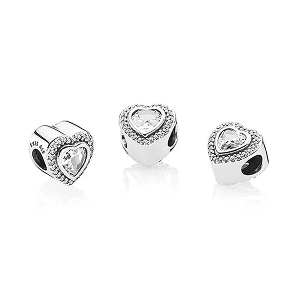 Hạt Vòng Charm Pandora Sparkling Love Clear CZ 797608CZ Màu Bạc