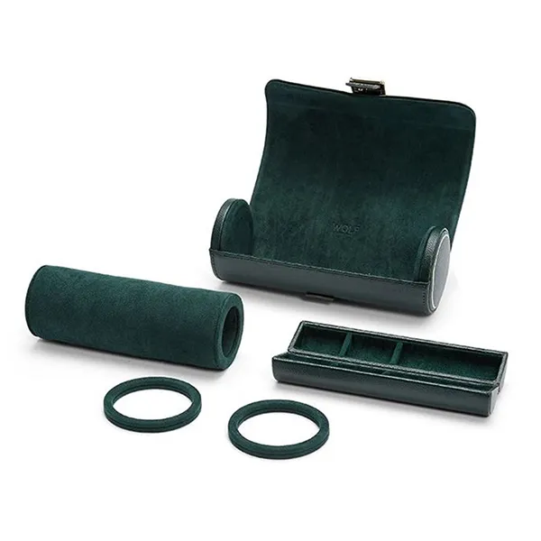 Hộp Đựng Trang Sức, Đồng Hồ Wolf 1834 British Racing Triple Watch Roll 792941 Màu Xanh Green