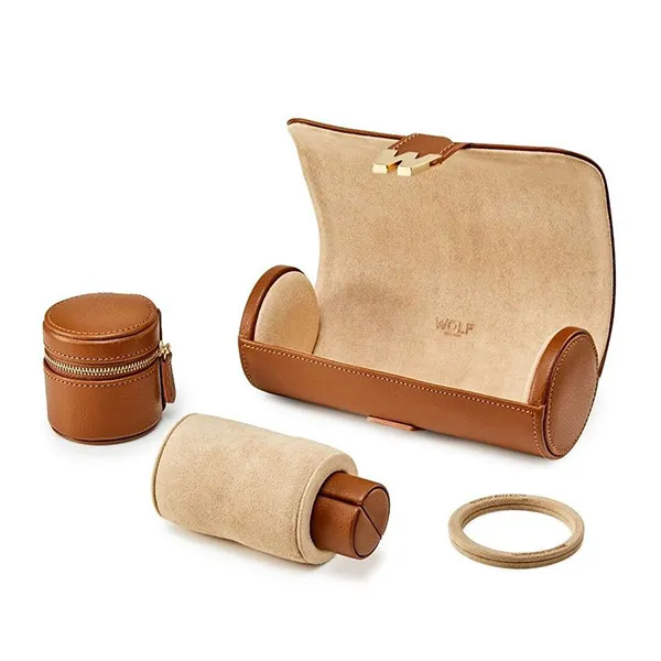 Hộp Đựng Trang Sức, Đồng Hồ Wolf 1834 Cassandra Watch & Jewelry Roll 800845 Màu Nâu