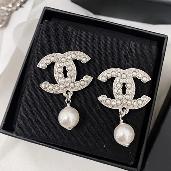 Khuyên Tai Chanel CC Mark AB7353 B06912 Màu Bạc