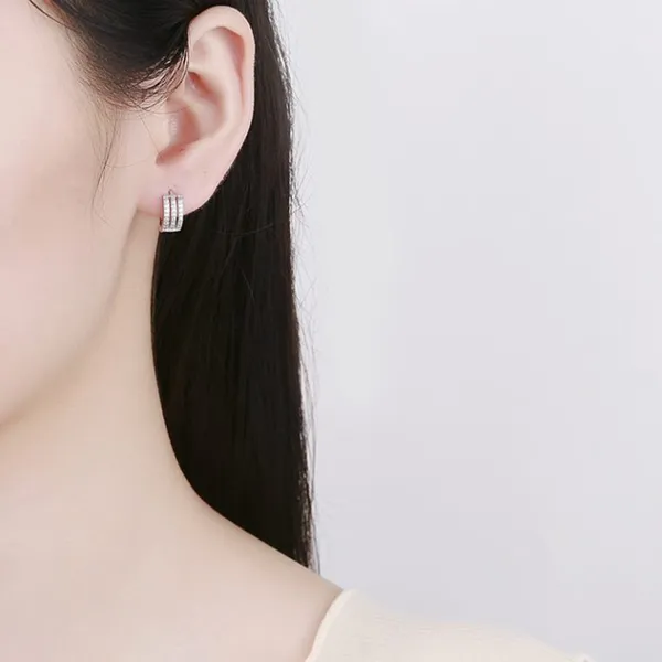 Khuyên Tai LiLi Jewelry Dạng Tròn Đính Đá Cubic Zirconia Lili_121771 Màu Bạc