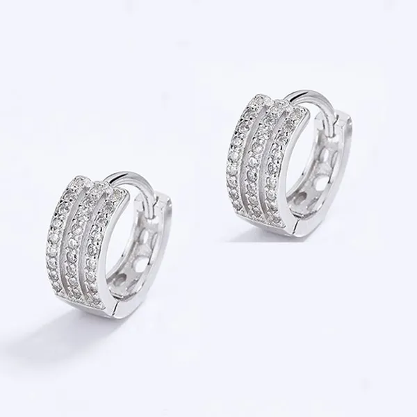 Khuyên Tai LiLi Jewelry Dạng Tròn Đính Đá Cubic Zirconia Lili_121771 Màu Bạc