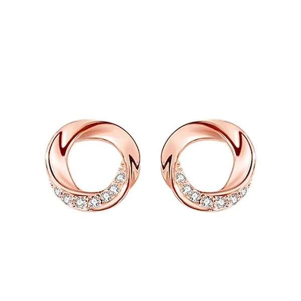 Khuyên Tai LiLi Jewelry Hình Tròn Phedra Đính Đá CZ Lili_168392 Màu Vàng Hồng - Trang sức - Vua Hàng Hiệu