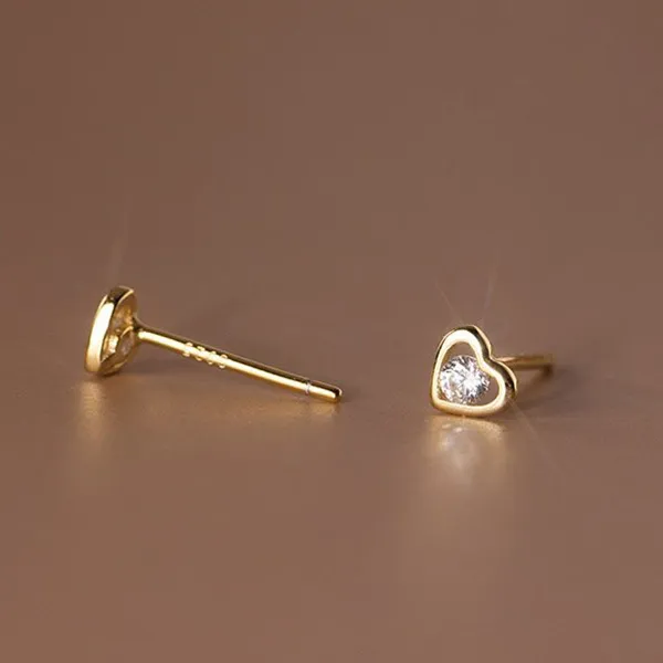 Khuyên Tai LiLi Jewelry Mini Hình Trái Tim Đính Đá CZ Lili_363144 Màu Vàng - Trang sức - Vua Hàng Hiệu