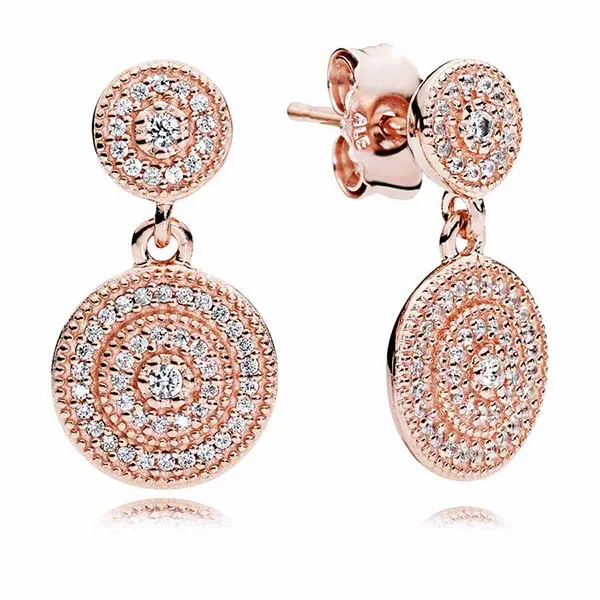 Khuyên Tai Pandora Radiant Elegance, Clear CZ Earring 280688CZ Màu Vàng Hồng