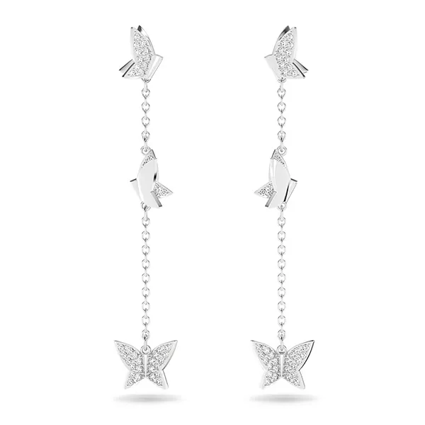 Khuyên Tai Swarovski Lilia Drop Earringsbutterfly, Long, White, Rhodium Plated 5636423 Màu Bạc - Trang sức - Vua Hàng Hiệu