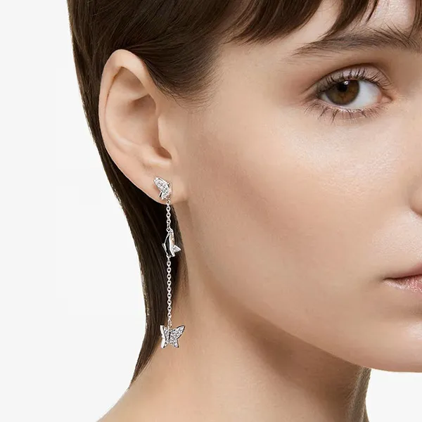 Khuyên Tai Swarovski Lilia Drop Earringsbutterfly, Long, White, Rhodium Plated 5636423 Màu Bạc - Trang sức - Vua Hàng Hiệu