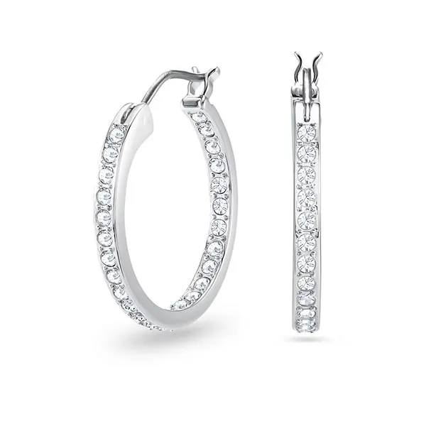 Khuyên Tai Swarovski Sommerset Hoop Earringswhite, Rhodium Plated 5616262 Màu Bạc