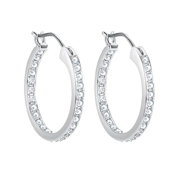 Khuyên Tai Swarovski Sommerset Hoop Earringswhite, Rhodium Plated 5616262 Màu Bạc