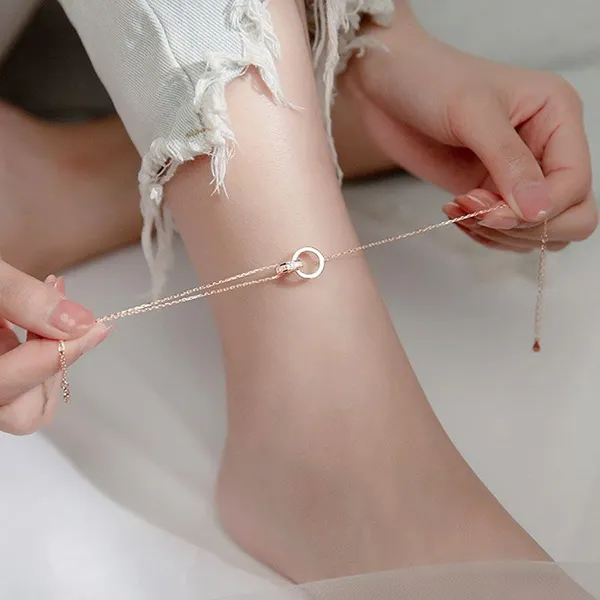 Lắc Chân LiLi Jewelry Đính Đá Cz Mặt Hình NHẫn Đôi Lili_475713 Màu Vàng Hồng - Trang sức - Vua Hàng Hiệu