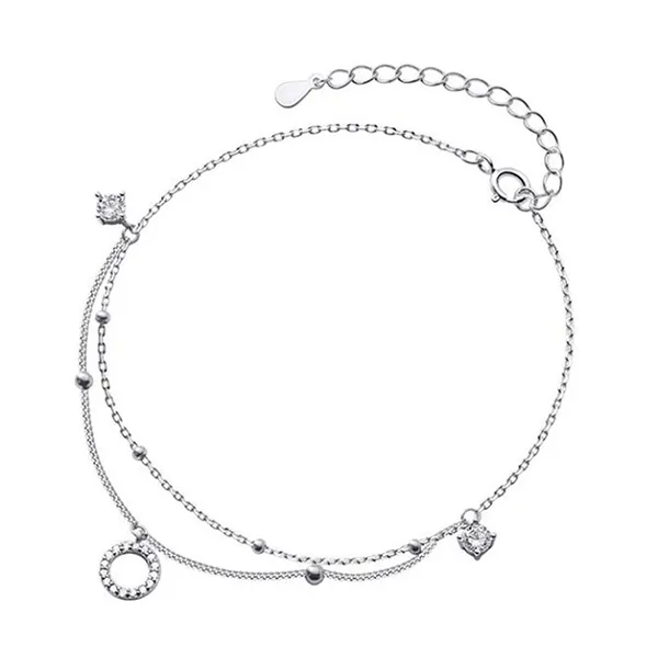 Lắc Chân LiLi Jewelry Đính Đá Cz Mặt Tròn Lili_919288 Màu Bạc - Trang sức - Vua Hàng Hiệu