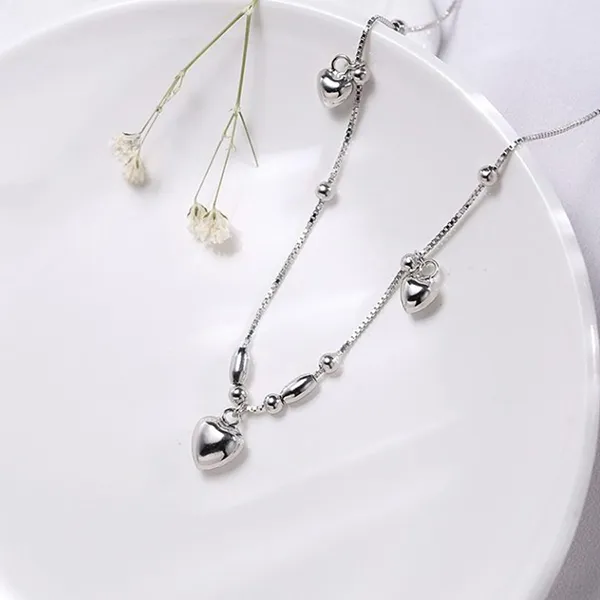 Lắc Chân LiLi Jewelry Đính Hạt Bi Tròn Trái Tim Lili_251591 Màu Bạc