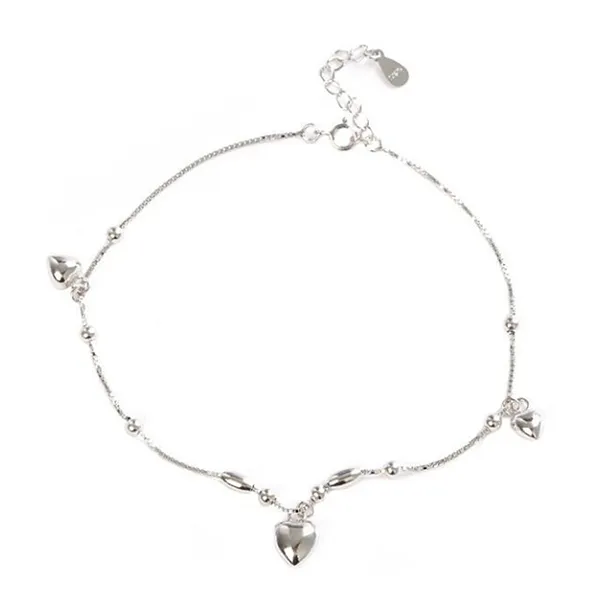 Lắc Chân LiLi Jewelry Đính Hạt Bi Tròn Trái Tim Lili_251591 Màu Bạc