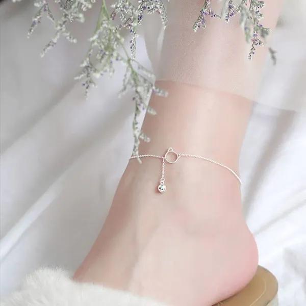 Lắc Chân LiLi Jewelry Mặt Mèo Gắn Chuông Lili_363819 Màu Bạc