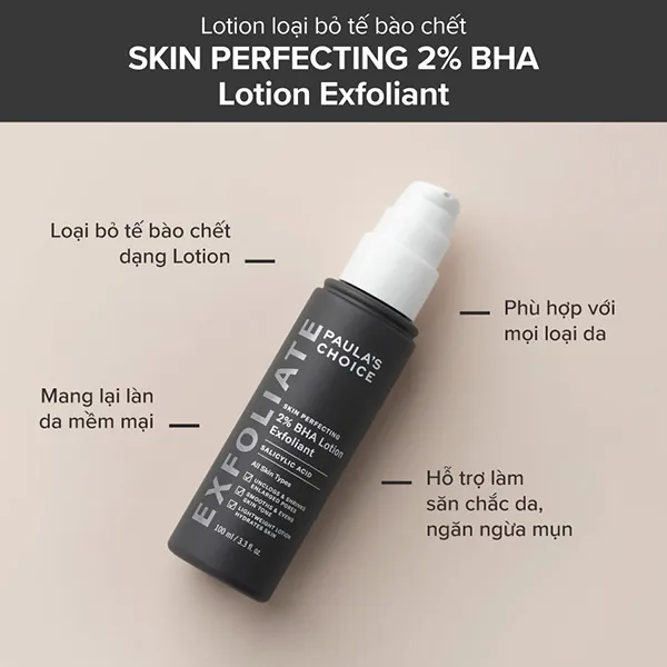 Lotion Hỗ Trợ Loại Bỏ Tế Bào Chết Paula's Choice Skin Perfecting 2% BHA Lotion Exfoliant 100ml - Mỹ phẩm - Vua Hàng Hiệu