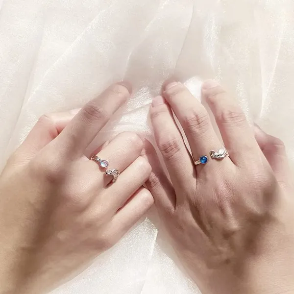 Nhẫn Đôi LiLi Jewelry Dạng Mở Đính Đá CZ Lili_377628 Màu Bạc