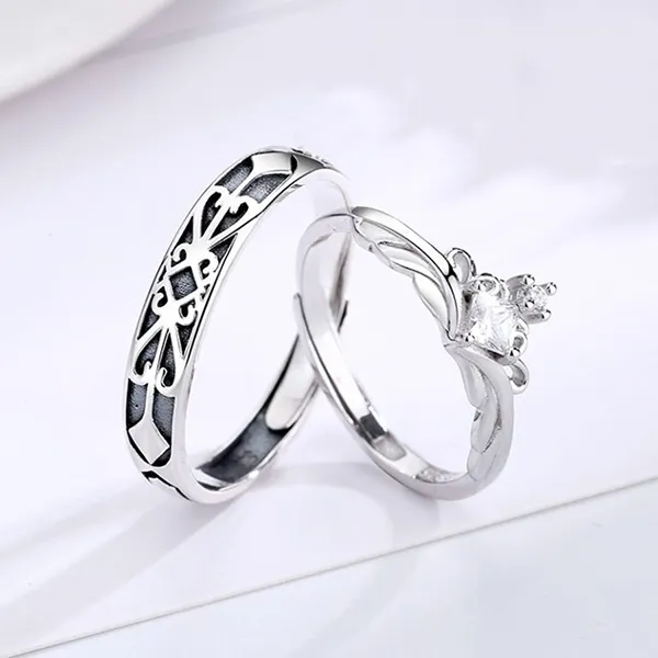 Nhẫn Đôi LiLi Jewelry Đính Đá Cz Couple Anime Khắc Tên Chữ Theo Yêu Cầu Lili_291162 Màu Bạc