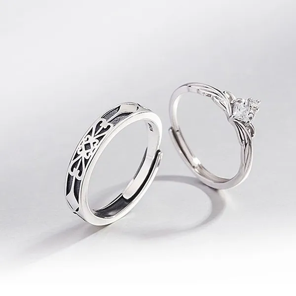 Nhẫn Đôi LiLi Jewelry Đính Đá Cz Couple Anime Khắc Tên Chữ Theo Yêu Cầu Lili_291162 Màu Bạc